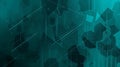 Abstract geometric shapes creating dynamic teal background