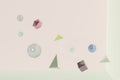 Abstract geometric shapes floating in the air, 3d rendering. Pastel coloured simple objects, abstract background