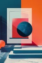 Abstract Geometric Shapes with a Floating Sphere generated using AI.