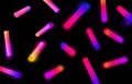 Abstract geometric shapes with gradients. Neon cylinder shape, colorful glowed 3D objects and neon stick lamps vector