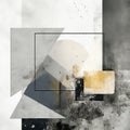 Abstract Geometric Shapes In Ink Wash Collages: A Smokey And Light-filled Composition Royalty Free Stock Photo