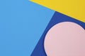 Abstract geometric shapes and lines blue yellow pink color paper texture background