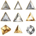 Abstract Geometric Shapes with Metallic Gold and Silver Textures Royalty Free Stock Photo
