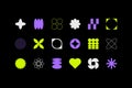 Abstract geometric shapes. Organic minimal brutalist forms, trendy retro 90s figures for web design, geometry simple pop graphic