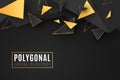 Abstract geometric shapes. Stylish cover for your design. Low poly style. Chaotic forms. Abstract black and gold triangles. Royalty Free Stock Photo