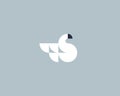 Abstract geometric shapes swan logo design. Goose logotype. Bird icon. Vector illustration. Royalty Free Stock Photo