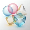 Abstract Geometric Shapes with Translucent Materials Royalty Free Stock Photo