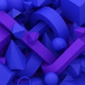 Abstract geometric shapes in vibrant purple and blue tones with dynamic composition Royalty Free Stock Photo