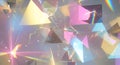 Abstract geometric shapes with vibrant rainbow reflections and light beams Royalty Free Stock Photo