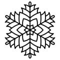 Abstract geometric snowflake. Black outline on white background. Christmas ornament, simple mandala. Vector illustration. Graphic Royalty Free Stock Photo