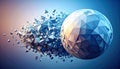 Abstract Geometric Sphere Exploding into Fragments Royalty Free Stock Photo
