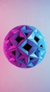 Abstract Geometric Sphere with Pink and Blue Colors, 3D Render Royalty Free Stock Photo