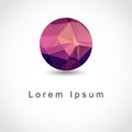 Abstract geometric spherical shape from triangular faces for graphic design.