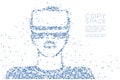Abstract Geometric Square box pixel pattern Man wearing VR heads