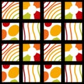Abstract geometric square seamless spots and stripes pattern for wrapping paper and fabrics and linens and kids