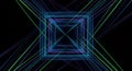 Abstract Geometric Square Tunnel with Light Lines Royalty Free Stock Photo