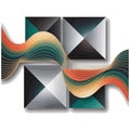 Abstract Geometric Squares with Flowing Waves Royalty Free Stock Photo
