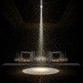 Abstract geometric stage design with dramatic uplighting and falling particles Royalty Free Stock Photo