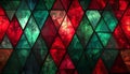 Abstract Geometric Stained Glass Pattern in Red and Green Royalty Free Stock Photo