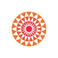 Abstract geometric sun logo. Orange flower icon. Lotus symbol. Vector illustration isolated on white background Royalty Free Stock Photo