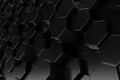 Abstract geometric surface. Hexagonal black background. 3D Rendering