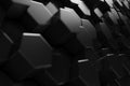 Abstract geometric surface. Hexagonal black background. 3D Rendering