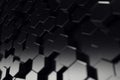 Abstract geometric surface. Hexagonal black background. 3D Rendering