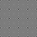 Abstract geometric swirl hypnotize seamless pattern with black ormament on white background. Template design for web Royalty Free Stock Photo