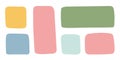 Abstract geometric text box. Empty doodle speech bubbled, rectangle simple highlights shapes, random form elements. Isolated.