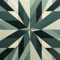 Abstract Geometric Tile With Green And Black Design