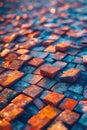 Abstract Geometric Tile Pattern with Orange and Blue Hues, Textured Surface, Portrait Images Generative AI Royalty Free Stock Photo