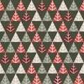 Abstract Geometric Triangle Pine Tree Christmas Vector Seamless Pattern