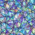 Abstract geometric triangles seamless pattern. Watercolor hand drawn texture