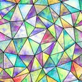 Abstract geometric triangles seamless pattern. Watercolor hand drawn texture