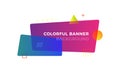 Abstract geometric vector banners in modern memphis design style. Different shapes with vivid gradients colors: square, circle, Royalty Free Stock Photo