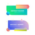 Abstract geometric vector banners in modern memphis design style. Different shapes with vivid gradients colors: square, circle, Royalty Free Stock Photo