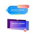 Abstract geometric vector banners in modern memphis design style. Different shapes with vivid gradients colors: square, circle, Royalty Free Stock Photo