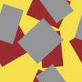 Abstract geometric vector seamless pattern. Colorful rectangles Ultimate Gray and red color on illuminating yellow background.