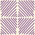 Abstract geometric vector seamless pattern. Modern hand drawn striped repeat design with uneven diagonal purple wobbly