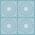 Regular delicate circle ornaments in squares white blue gray