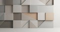 Abstract geometric wall paneling with 3D cubes and triangles in neutral tones image Royalty Free Stock Photo