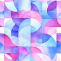 Abstract Geometric Watercolor Pattern in Blue and Pink Tones. Royalty Free Stock Photo