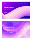 Abstract Geometric Wave Shape Landing Page Background Set. Colorful Digital Motion Pattern. 3d Neon Line Royalty Free Stock Photo