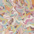 Abstract geometric wavy marble slab texture in muted pastel bleached peach orange yellow blue pink