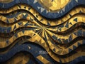 Abstract Geometric Wavy Pattern with Gold and Dark Blue Triangles background Royalty Free Stock Photo