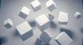 Abstract geometric white cubes floating in soft light, modern minimalist background for design projects Royalty Free Stock Photo