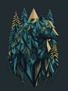 Abstract Geometric Wild Forest Animal Bwar. AI Generated