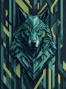 Abstract Geometric Wild Forest Animal Wolf. AI Generated