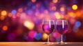 Abstract Geometric Wine Glasses on Red Background with Bokeh for Valentines Day Celebration Royalty Free Stock Photo