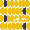 Abstract geometrical background. Summer vibes. Dark blue and yellow semi circles. Vector illustration, flat design